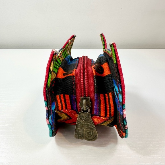 Laurel Burch Canvas Colorful Cat Face Change Purse - Picture 10 of 13